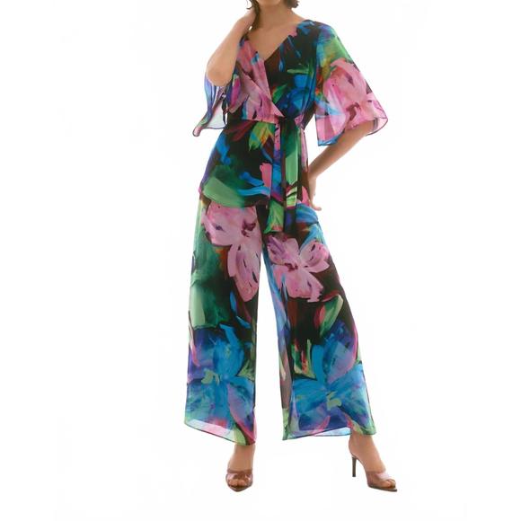 JOSEPH RIBKOFF Pants - NEW JOSEPH RIBKOFF floral chiffon wide leg pants
